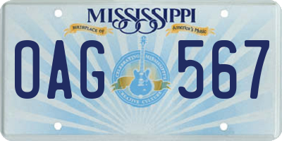 MS license plate OAG567