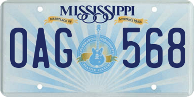 MS license plate OAG568