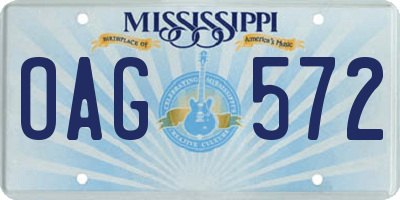 MS license plate OAG572