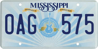 MS license plate OAG575