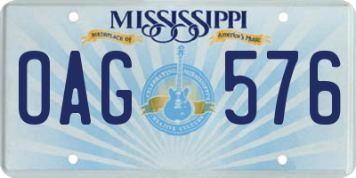 MS license plate OAG576