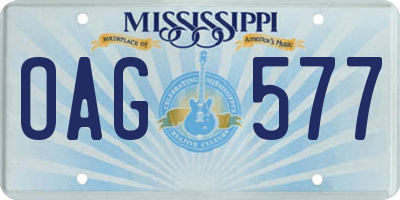 MS license plate OAG577