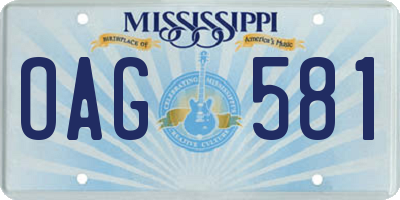 MS license plate OAG581