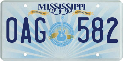 MS license plate OAG582