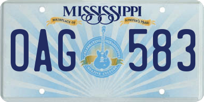 MS license plate OAG583