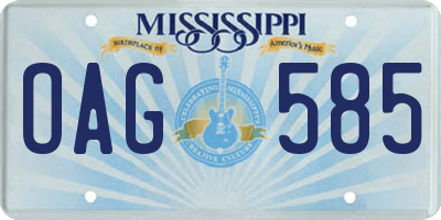 MS license plate OAG585