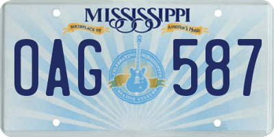MS license plate OAG587