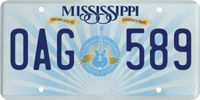 MS license plate OAG589