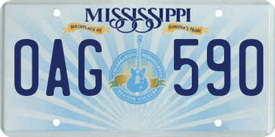 MS license plate OAG590