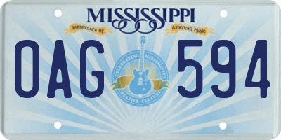 MS license plate OAG594