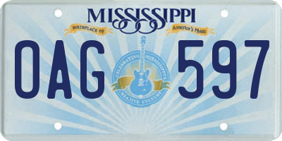 MS license plate OAG597