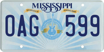 MS license plate OAG599