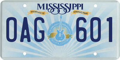 MS license plate OAG601