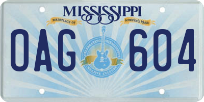 MS license plate OAG604