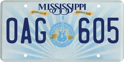 MS license plate OAG605