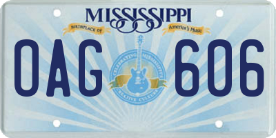 MS license plate OAG606