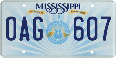 MS license plate OAG607