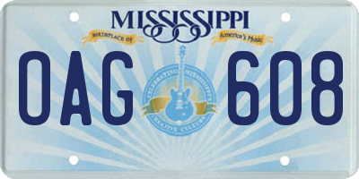 MS license plate OAG608