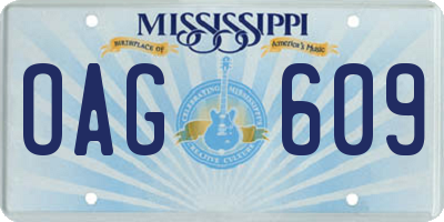 MS license plate OAG609