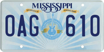 MS license plate OAG610