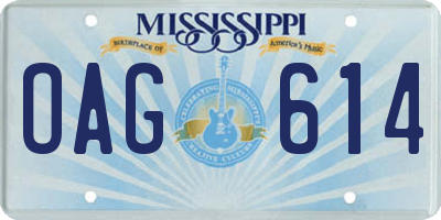 MS license plate OAG614