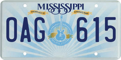 MS license plate OAG615