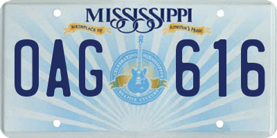 MS license plate OAG616