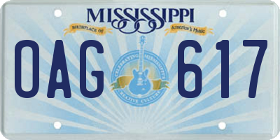 MS license plate OAG617