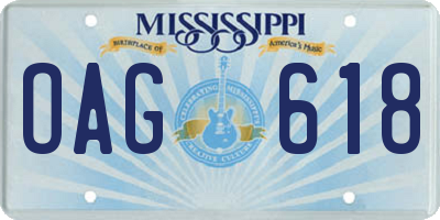 MS license plate OAG618