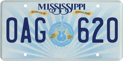 MS license plate OAG620