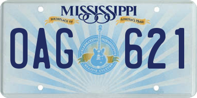 MS license plate OAG621