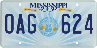 MS license plate OAG624