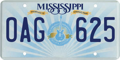 MS license plate OAG625