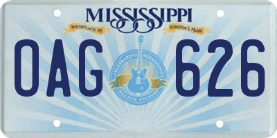 MS license plate OAG626