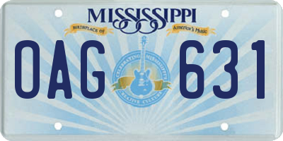 MS license plate OAG631
