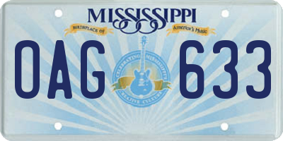 MS license plate OAG633