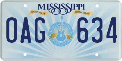 MS license plate OAG634