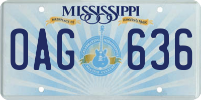 MS license plate OAG636