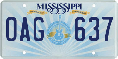 MS license plate OAG637