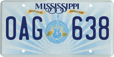 MS license plate OAG638