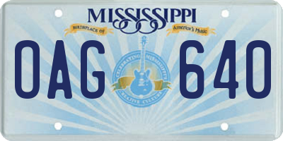MS license plate OAG640