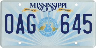MS license plate OAG645