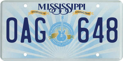 MS license plate OAG648
