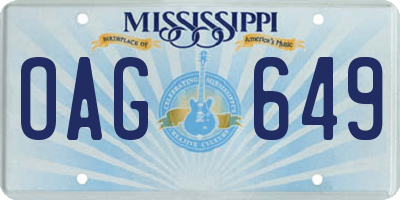 MS license plate OAG649
