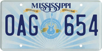 MS license plate OAG654