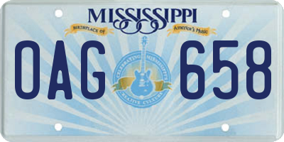 MS license plate OAG658