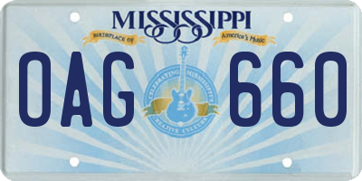 MS license plate OAG660