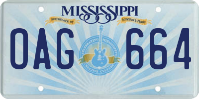 MS license plate OAG664