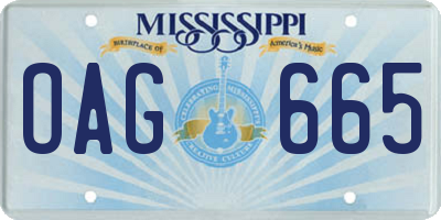 MS license plate OAG665