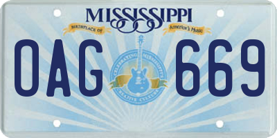 MS license plate OAG669